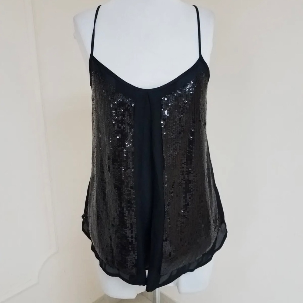 NWOT Madison Marcus Black Sequin Top Size S
